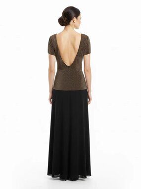 Andrea Polizzi for Rex Lester gown 8 - 10 Formal Dress Silver Metallic Low Back